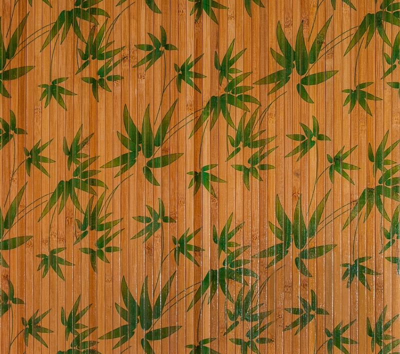 Бамбуковые обои зеленые Листья бамбука, ламель 8мм, шир.1,5 м