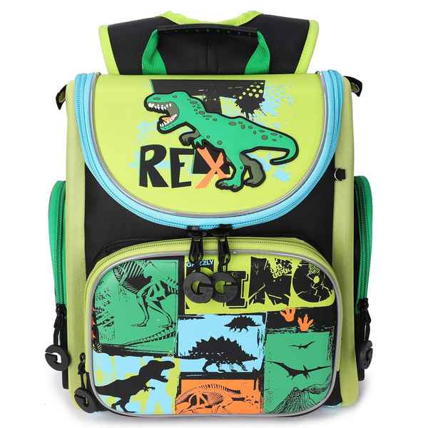 Рюкзак школьный Grizzly RA-970-5 Чёрный/Зелёный