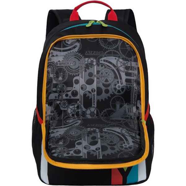 Рюкзак школьный Grizzly RB-051-3 Чёрный/Красный