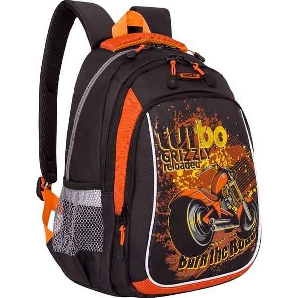 Рюкзак школьный Grizzly RB-860-3 (черно-оранжевый)