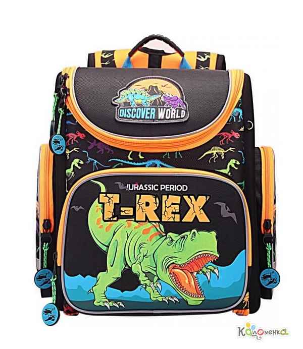 Рюкзак школьный с мешком Grizzly RA-870-6/1 (/1 черный - оранжевый)