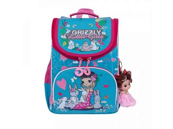 Рюкзак школьный с мешком Grizzly RA-973-1 гoлyбой - жимолость