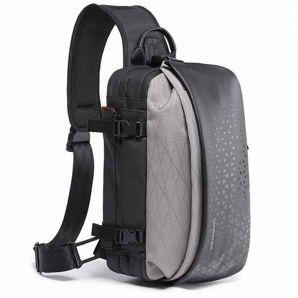 Однолямочный рюкзак Tangcool TC22027 Чёрный/Серый