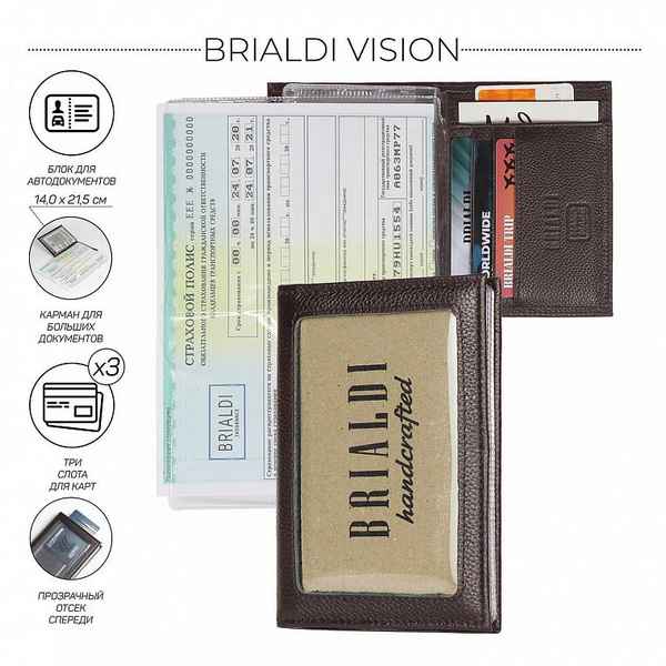 Портмоне для автодокументов SLIM-формата BRIALDI Vision (Взгляд) relief brown