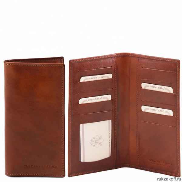 Портмоне Tuscany Leather (эксклюзивный вертикальный бумажник) Коричневый
