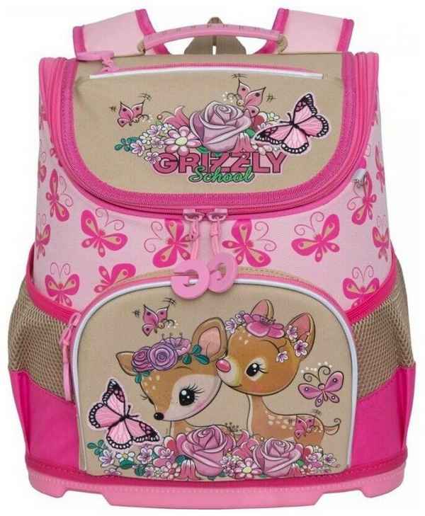Рюкзак школьный Grizzly RAv-088-2 Розовый/Бежевый/Жимолость