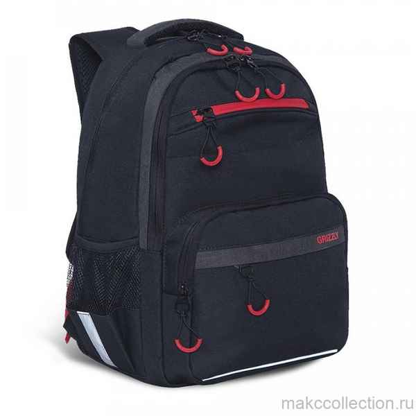 Рюкзак школьный Grizzly RB-154-3 черный - красный