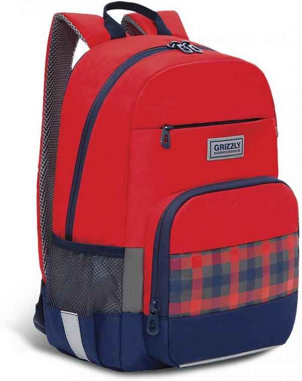 Рюкзак школьный Grizzly RB-155-1 красный - синий
