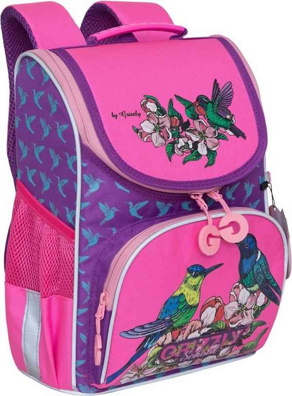 Рюкзак школьный с мешком Grizzly RAm-084-3 Фиолетовый/Жимолость