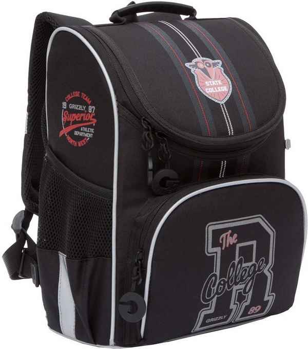 Рюкзак школьный с мешком Grizzly RAm-085-1 Чёрный
