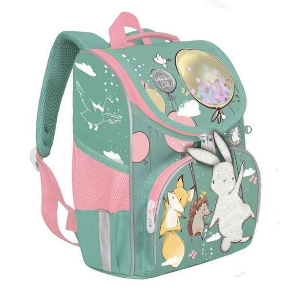 Рюкзак школьный с мешком Grizzly RAm-184-6 мятный