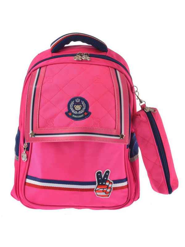 Рюкзак школьный в комплекте с пеналом Sun eight SE-2696 Ярко-розовый/Тёмно-синий