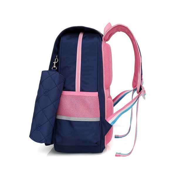 Рюкзак школьный в комплекте с пеналом Sun eight SE-2697 Тёмно-синий/Розовый