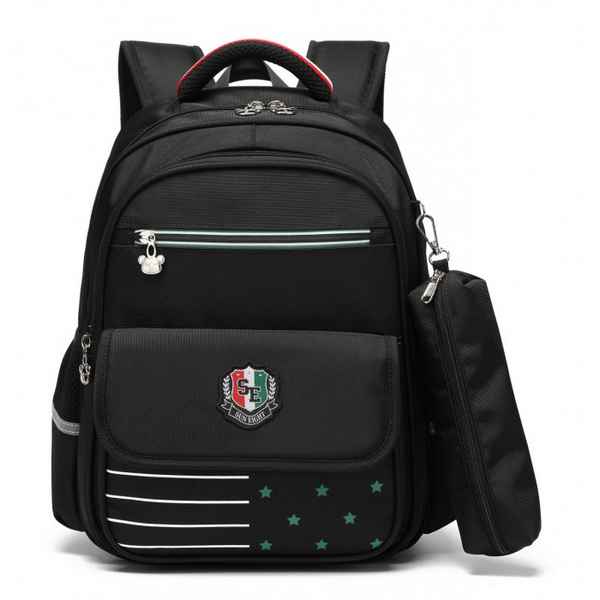 Рюкзак школьный в комплекте с пеналом Sun eight SE-2789 Чёрный/Зелёный