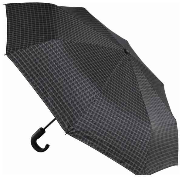 Мужской зонт Fabretti UGQ0006-2 автомат, 3 сложения, клетка черный