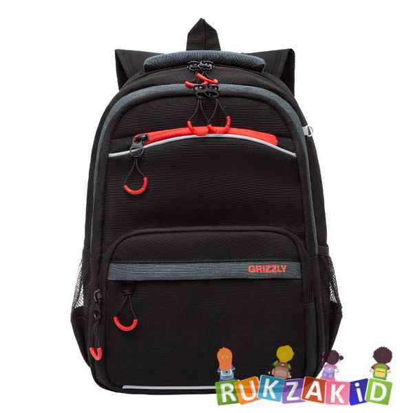 Рюкзак школьный GRIZZLY RB-254-4 черный - красный