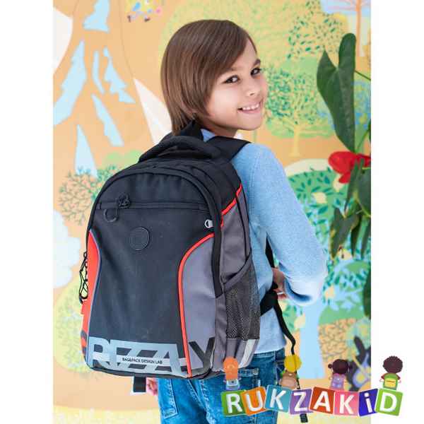 Рюкзак школьный GRIZZLY RB-259-1 черный - красный - серый