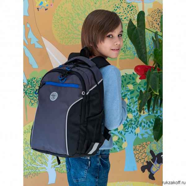Рюкзак школьный GRIZZLY RB-259-3 черный - серый - синий